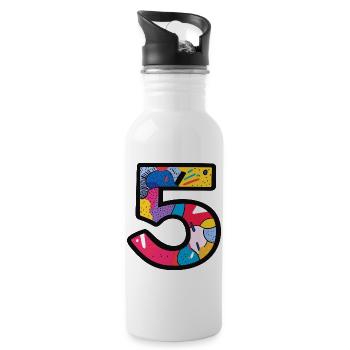 5 Number Colorful - Water bottle with straw - white - Right