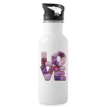 Patchwork Love Quiltlook Lettering - Water bottle with straw - white - Right