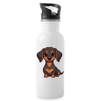 Dachshund Baby - Trinkflasche mit integriertem Trinkhalm - Weiß - Rechts