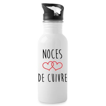 Copper Wedding 32 Years of Happiness - Water bottle with straw - white - Right