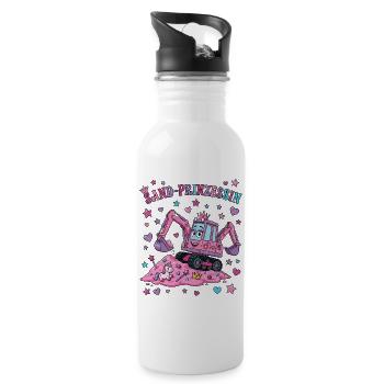 Sand Princess: Pink Excavator - Water bottle with straw - white - Right