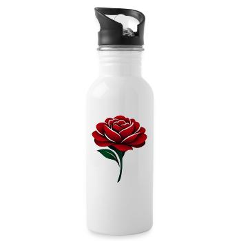 Rose Rouge Fleurs Rouge Profond - Gourde avec paille intégrée - blanc - Droite