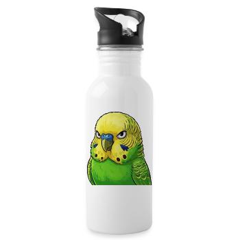 Jaune vert perruche vibrant - Gourde avec paille intégrée - blanc - Droite