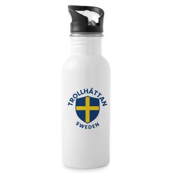 Trollhättan Shield Sweden - Water bottle with straw - white - Right