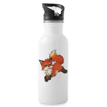 Niedliches Fuchs Kind Geschenkidee für Fuchsfan - Trinkflasche mit integriertem Trinkhalm - Weiß - Rechts