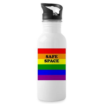 LGBT-Safe-Space-Regenbogenflagge - Trinkflasche mit integriertem Trinkhalm - Weiß - Rechts