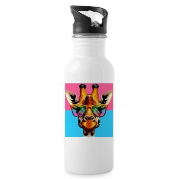 giraffe - Water bottle with straw - white - Right