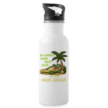 Alligator: Du kannst alles essen, aber nicht... - Trinkflasche mit integriertem Trinkhalm - Weiß - Rechts