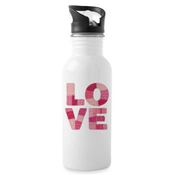 Love Patchwork Shirt Stickers for Women - Water bottle with straw - white - Right