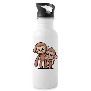 Punch : mignon, singe de dessin animé avec une chemise virale en peluche - Gourde avec paille intégrée - blanc - Droite