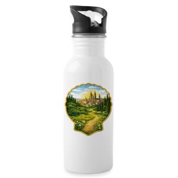 Camino de Santiago Patch Illustration - Water bottle with straw - white - Right