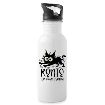 Rente 2026 Ich habe fertig! Gestresste Katze - Trinkflasche mit integriertem Trinkhalm - Weiß - Rechts