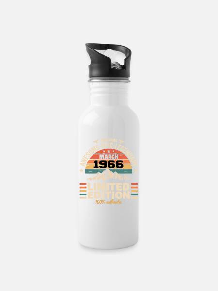 Vintage-Jubiläum März 1966 März 1966 - Trinkflasche mit integriertem Trinkhalm - Weiß