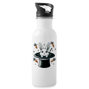 Magic bunny from the magic hat - Water bottle with straw - white - Right