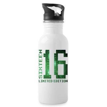 16. Geburtstag Limited Edition Pixel Zocker - Trinkflasche mit integriertem Trinkhalm - Weiß - Rechts