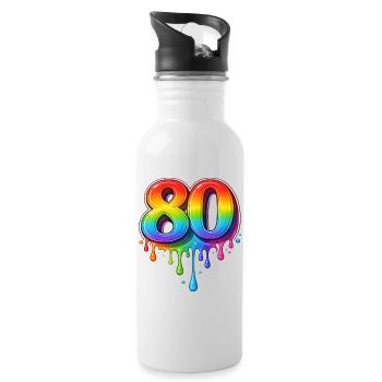 80 Rainbow Retro Number - Water bottle with straw - white - Right