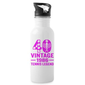 40e anniversaire du tennis 1986, chemise élégante - Gourde avec paille intégrée - blanc - Droite