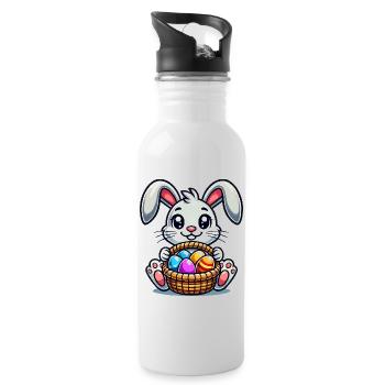 Easter bunny with colorful eggs - Water bottle with straw - white - Right