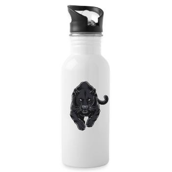Schwarzer Panther Sprinter Illustration - Gourde avec paille intégrée - blanc - Droite