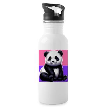 Panda - Trinkflasche mit integriertem Trinkhalm - Weiß - Rechts