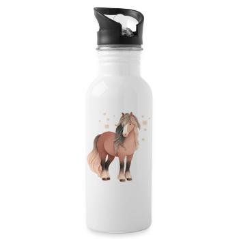 Horse with stars - Water bottle with straw - white - Right