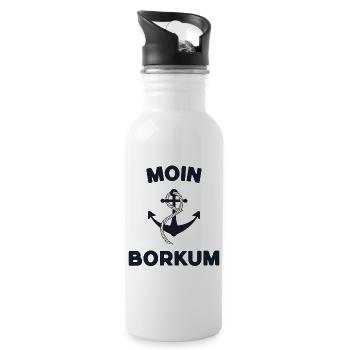 Moin Borkum – Conception d’ancres maritimes - Gourde avec paille intégrée - blanc - Droite