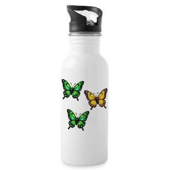 Butterflies Neon - Water bottle with straw - white - Right