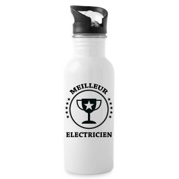 Meilleur Électricien : Le Trophée de la Qualité - Gourde avec paille intégrée - blanc - Droite