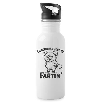 Sometimes I'm just a farting pig - Water bottle with straw - white - Right