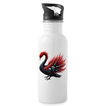 Shadow Raven with Skulls and Spikes - Water bottle with straw - white - Right