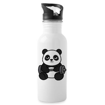 Panda Powerlifting - Water bottle with straw - white - Right