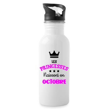 Prinzessin geboren im Oktober Geburtstagsgeschenk - Trinkflasche mit integriertem Trinkhalm - Weiß - Rechts
