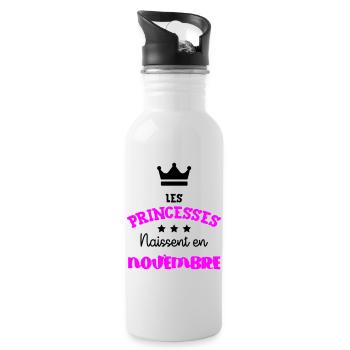 Princesse née Novembre Beau Cadeau Anniversaire - Gourde avec paille intégrée - blanc - Droite