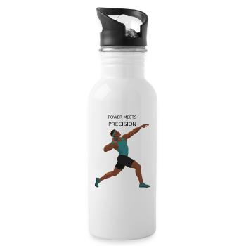 Power Meets Precision - Shot Put - Water bottle with straw - white - Right