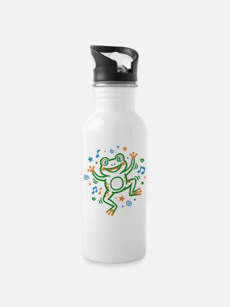 Dancing frog with music - Water bottle with straw - white