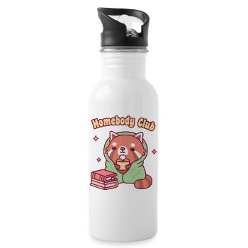 Niedlicher Red Panda Homebody Club - Trinkflasche mit integriertem Trinkhalm - Weiß - Rechts