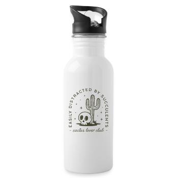 Cactus succulent plant lover funny gardener - Water bottle with straw - white - Right