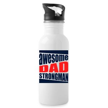 Strongman Dad Awesome Power-Shirt - Trinkflasche mit integriertem Trinkhalm - Weiß - Rechts