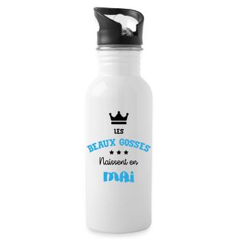 Cadeau naissance bébé garçon Mai Beaux Gosses BG - Gourde avec paille intégrée - blanc - Droite