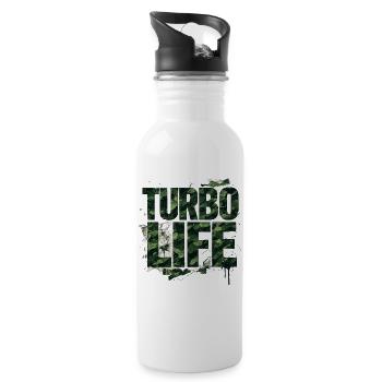 Turbo Life Camouflage Schriftzug Army Style - Trinkflasche mit integriertem Trinkhalm - Weiß - Rechts
