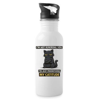 Catitude Priority: I'm Not Ignoring You - Water bottle with straw - white - Right
