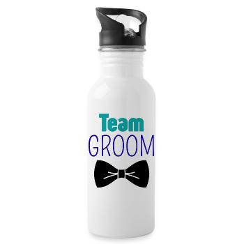 TeamGroom  - Trinkflasche mit integriertem Trinkhalm - Weiß - Rechts