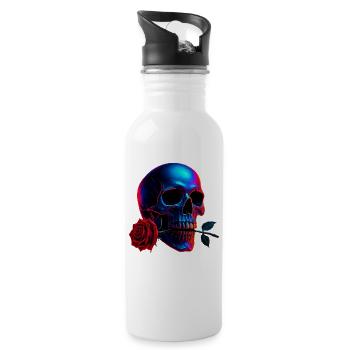 Motif de crâne Dark Art Art Néon Skull Rose - Gourde avec paille intégrée - blanc - Droite