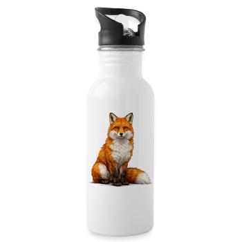 Fuchs Illustration Farbspiel - Trinkflasche mit integriertem Trinkhalm - Weiß - Rechts