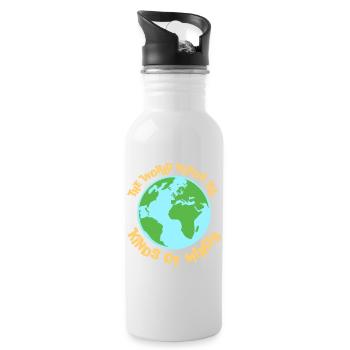 The World Needs All Kinds Of Minds Inspirierend - Trinkflasche mit integriertem Trinkhalm - Weiß - Rechts