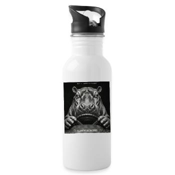 Hippopotamus Radar Control Speed Cameras - Water bottle with straw - white - Right