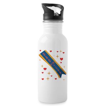 Father of the Year Badge - Water bottle with straw - white - Right