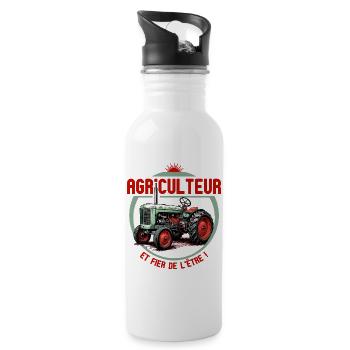 Agriculteur et fier de l’être - humour tracteur - Gourde avec paille intégrée - blanc - Droite