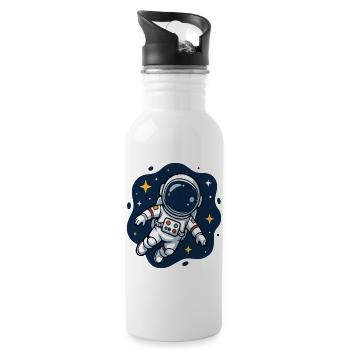 Kosmischer Astronaut in der Sternennacht - Trinkflasche mit integriertem Trinkhalm - Weiß - Rechts