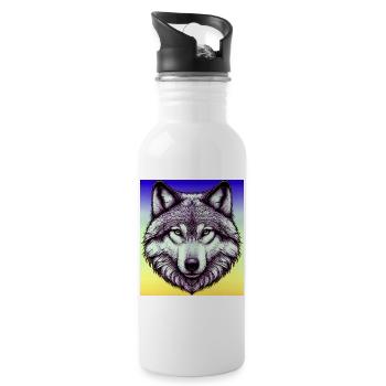 Wolf - Trinkflasche mit integriertem Trinkhalm - Weiß - Rechts